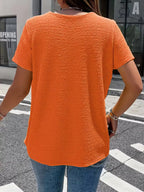 Textured Short Sleeve Blouse