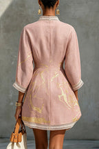 Aurelia Gilded Marble Linen Tunic Dress