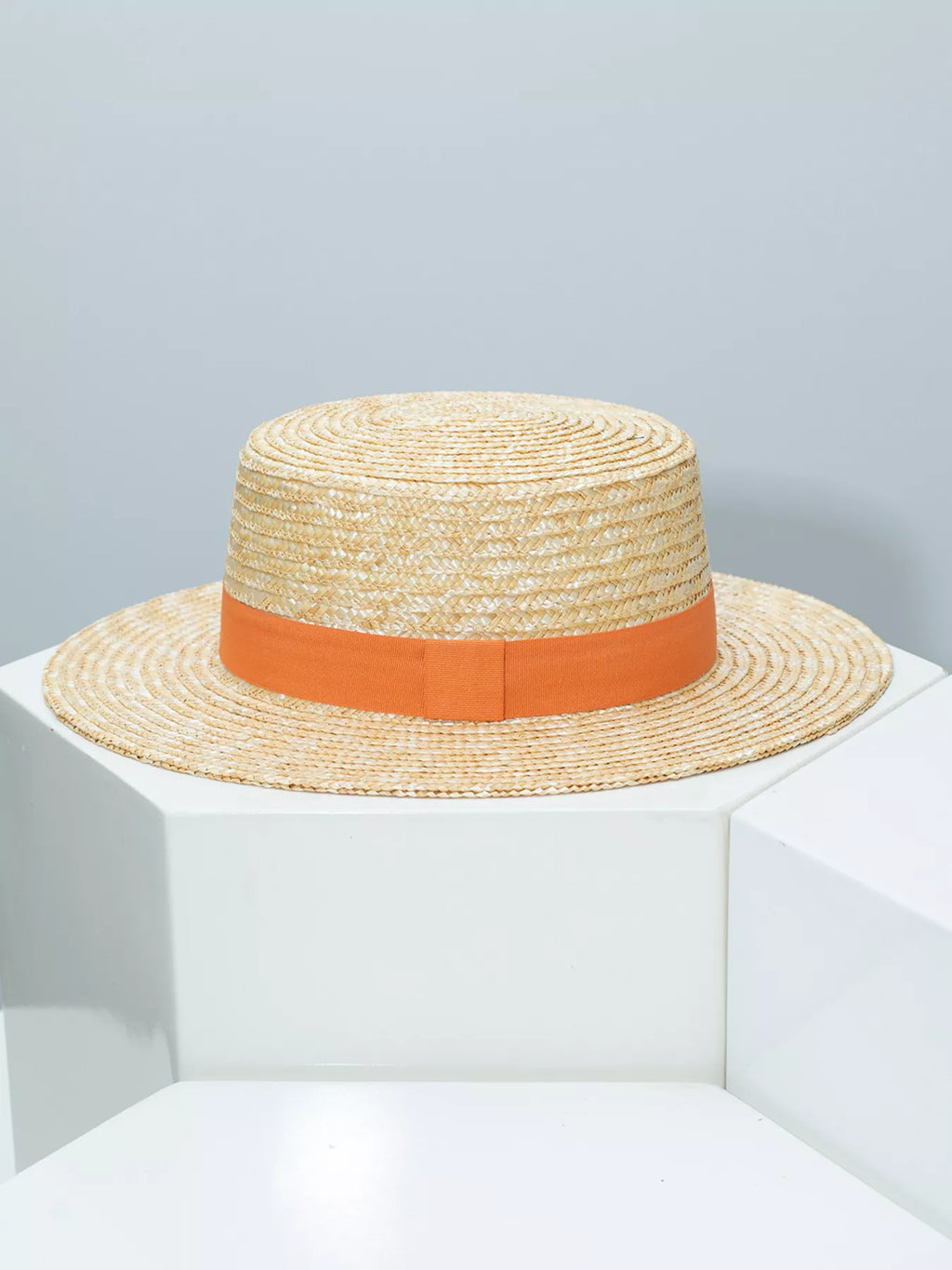 Straw Boater Hat with Ribbon