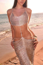 Aurelia  Metallic Fringe Maxi Dress