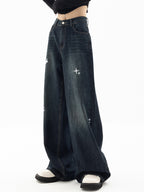 Vintage Blue Star Print 90s Boyfriend Jeans