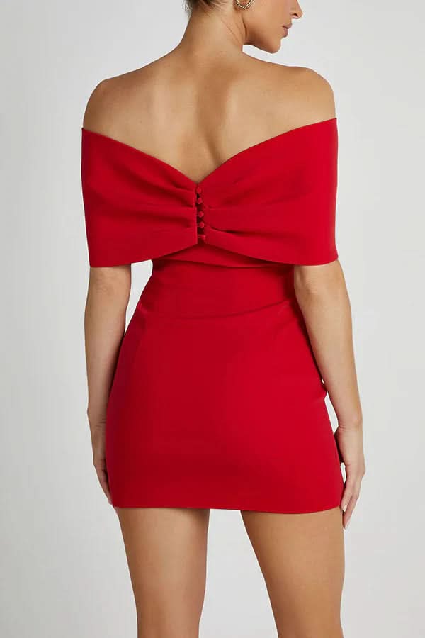 Off Shoulder Bow Detail Bodycon Mini Dress