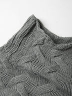 Solid Cable Knit Splice Turtleneck Sweater