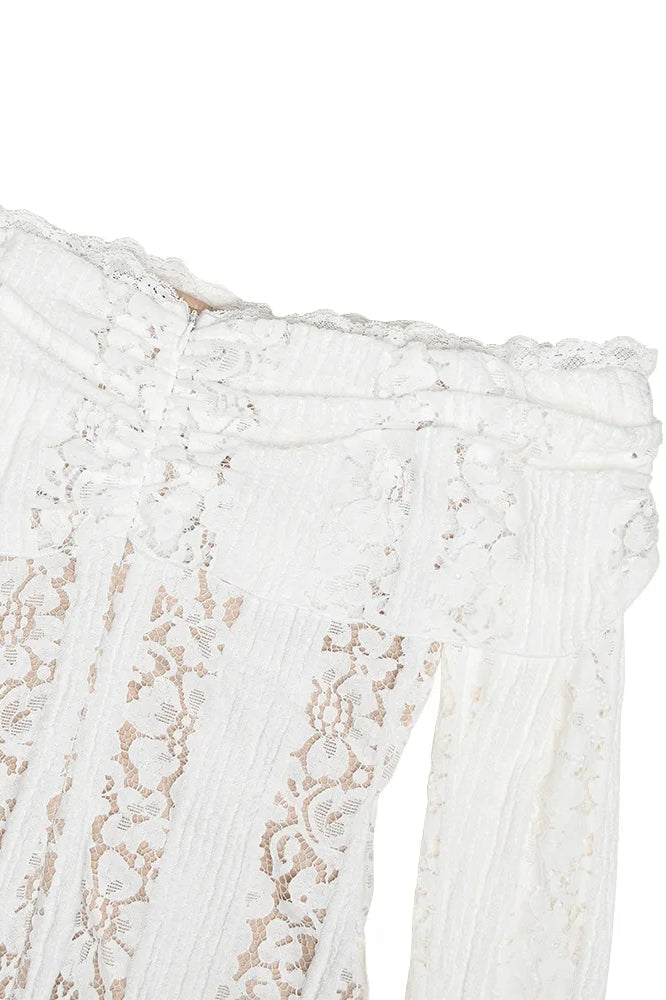 White Off Shoulder Lace Bodycon Dress