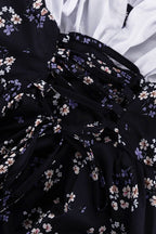 Two Piece Puff Sleeve Strapless Floral Dress
