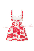 Lucia Linen Blend Ric Rac Trims Unique Print Cutout Pocketed Mini Dress