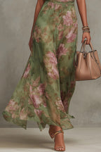 Floral Print Halter Neck Sleeveless Fitted Waist Casual Vacation Maxi Dress