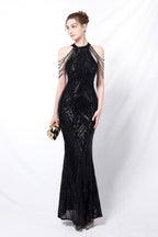Sequin Halter Mermaid Maxi Dress
