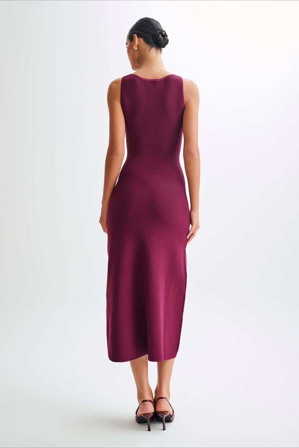 Ribbed Knit Sleeveless Button Down Crewneck Flap Pocket Bodycon Midi Sweater Dress
