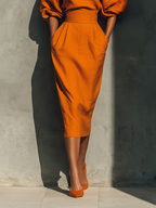 | Orange Mid-sleeve Set