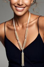 Fashionable Long Pearl Seed Bead Necklace