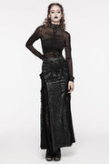 Women's Gorgeous Textured Gothic Midi Party Club Decoration Sexy Lace Splicing Long Skirt