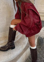 Oversized Red Zipper Jacket