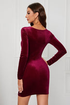 Velvet Sweetheart Long Sleeve Bodycon Mini Dress