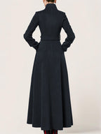 Long Wool Blend Coat Stand collar Belted Warm Classic Full-length Winter Outerwear For Women 2026