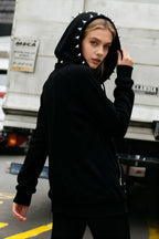 Studded Zipper Gothic Hoodie