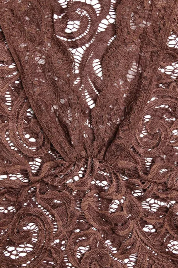 Floral Lace Deep V-Neck Bell Sleeve Asymmetric Ruffle Hem Mini Dress