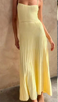 Spaghetti Strap Ribbed Knit Fit and Flare Maxi Dress