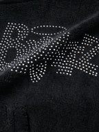 Letter Rhinestone Print Short Hoodie