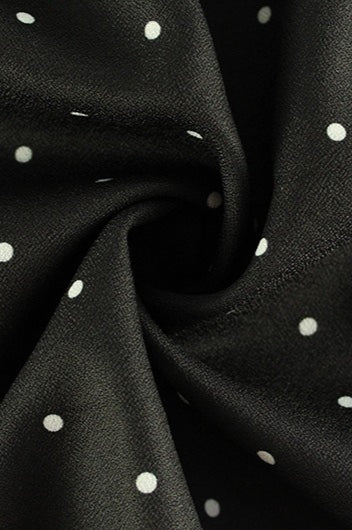 Black V-Neck A-Line Polka Dot Mini Dress