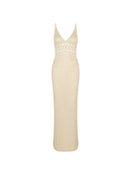 Cutout V Neck Knit Maxi Dress