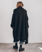 Chunky and Warm Knit Button Pocketed Oversized Midi Cardigan