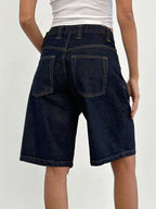 Non-Elastic Slimming Denim Shorts