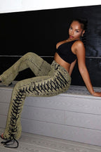 Drawstring Lace-Up Denim Jeans