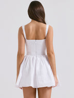 Floral Dress Mini Dresses Lace Up Straps Neck Sleeveless Cottagecore Short Dress