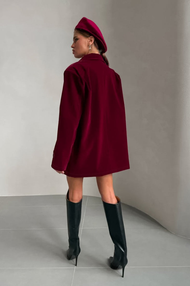 Vintage Style Velvet Wine Colored Coat