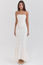 Embroidered Bustier Bodycon Formal Dress