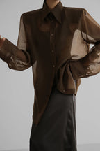 Retro Sheer Loose Long-sleeved Casual Shirt