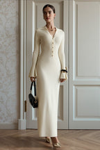 Elegant Collared Knit Sweater Dress