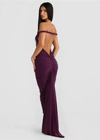 One-Shoulder Twisted Strap Folded Neckline Bodycon Maxi Dress