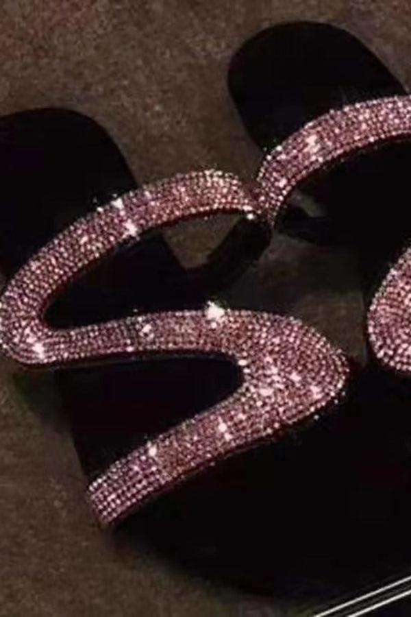 Summer Rhinestone Flat Beach Sandals