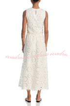 Nice Try Embroidered Crochet Lace Tassle Trim Crop Tank Top