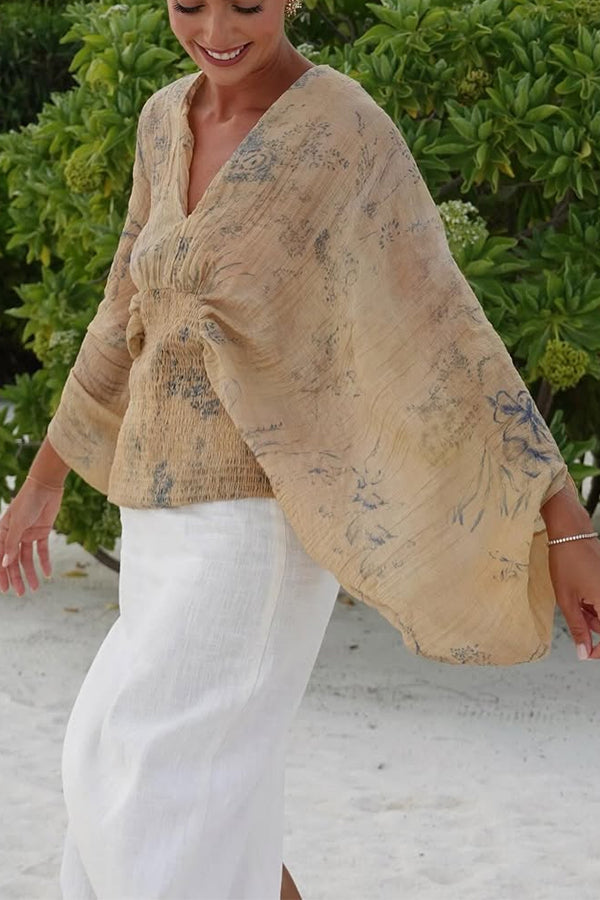 Bohemian Style Ibiza Embroidered Wide-sleeved Shirt