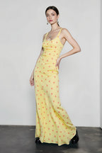 Ditsy Floral Print Scoop Neck Tank Bodycon Maxi Dress