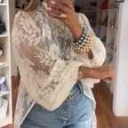 Round Neck Lace Short Front and Long Back Casual Top