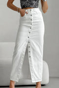 High-Waist White Cargo Skirt