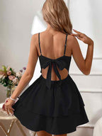 Backless Bow Tie Straps Mini Dress