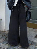 Vintage Black Wash Wide Leg Flare Boyfriend Jeans