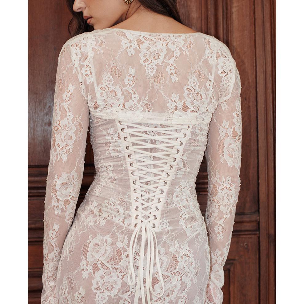 Lace Maxi Dress with Long Sleeves