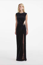 Cut Out Velvet Bodycon Party Dress