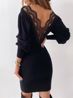 Women Bodycon Dress White V-Neck Casual Long Sleeves Pencil Wrap Dresses