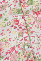 Pink Peter Pan Collar Puff Sleeve Button Front Pleated Ruffle Hem Floral Print Mini Dress