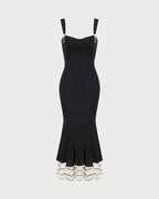 The Black Sweetheart Neck Bodycon Slip Maxi Dress