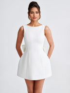 Pearl Cocktail Dress With Bow Sleeveless A-line Backless Birthday Party Mini Dress For Women 2026