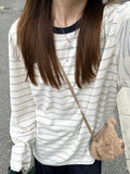 Stripe Print Oversized Long Sleeves Tee