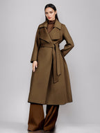 Red Wool Cashmere Blend Coat For Woman Burgundy Double-breasted Double-Faced Winter Outerwear 2026